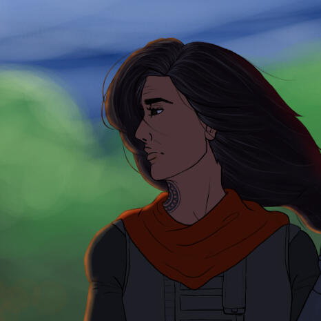 Untitled Battleready Human Mandalorian woman staring off into the distance